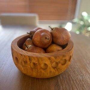 Wood Bowl with Faux Pears